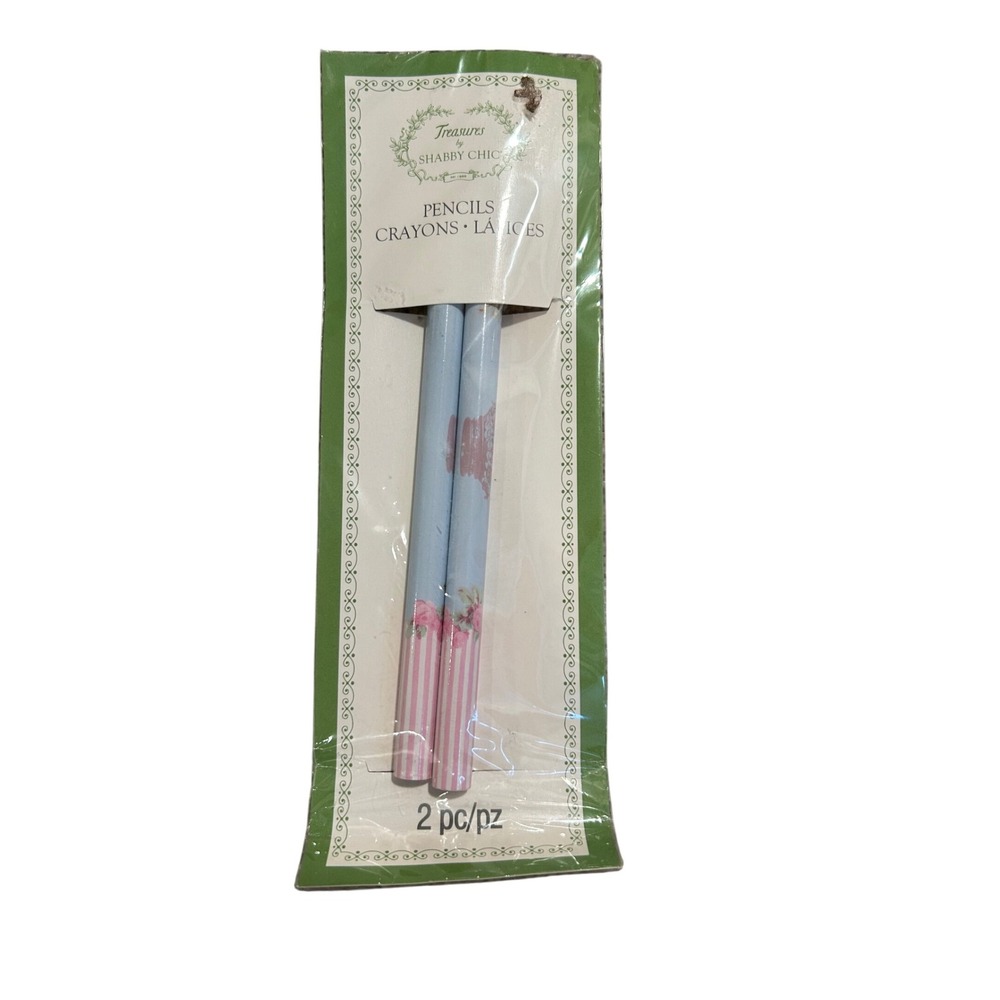 Treasures Shabby Chic Pencils Floral Stripes 2 pc Stationery Set NEW‎